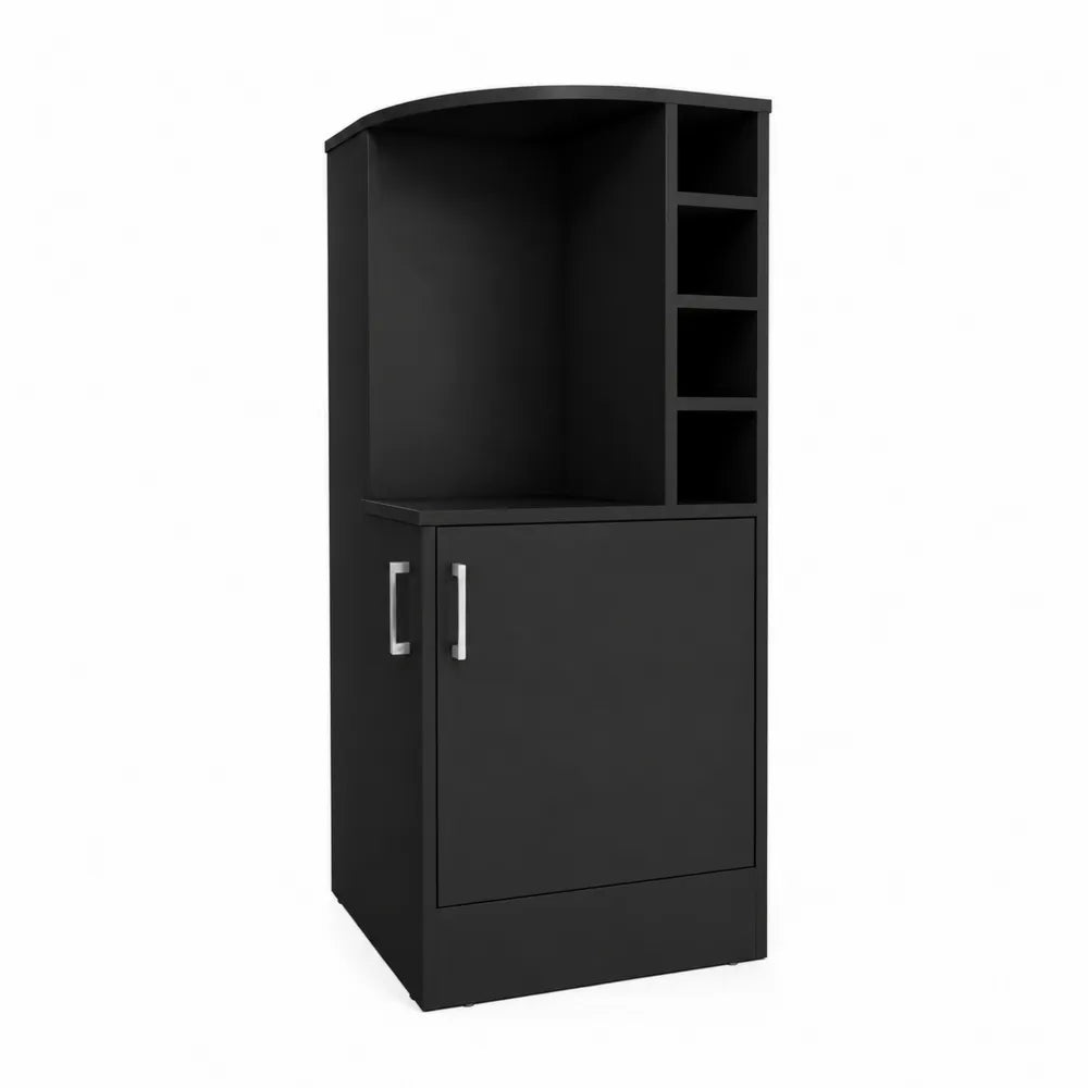 Mobile bar in legno nero con scaffali porta bottiglie 58