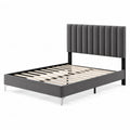 Letto in metallo e pelle sintetica grigio co