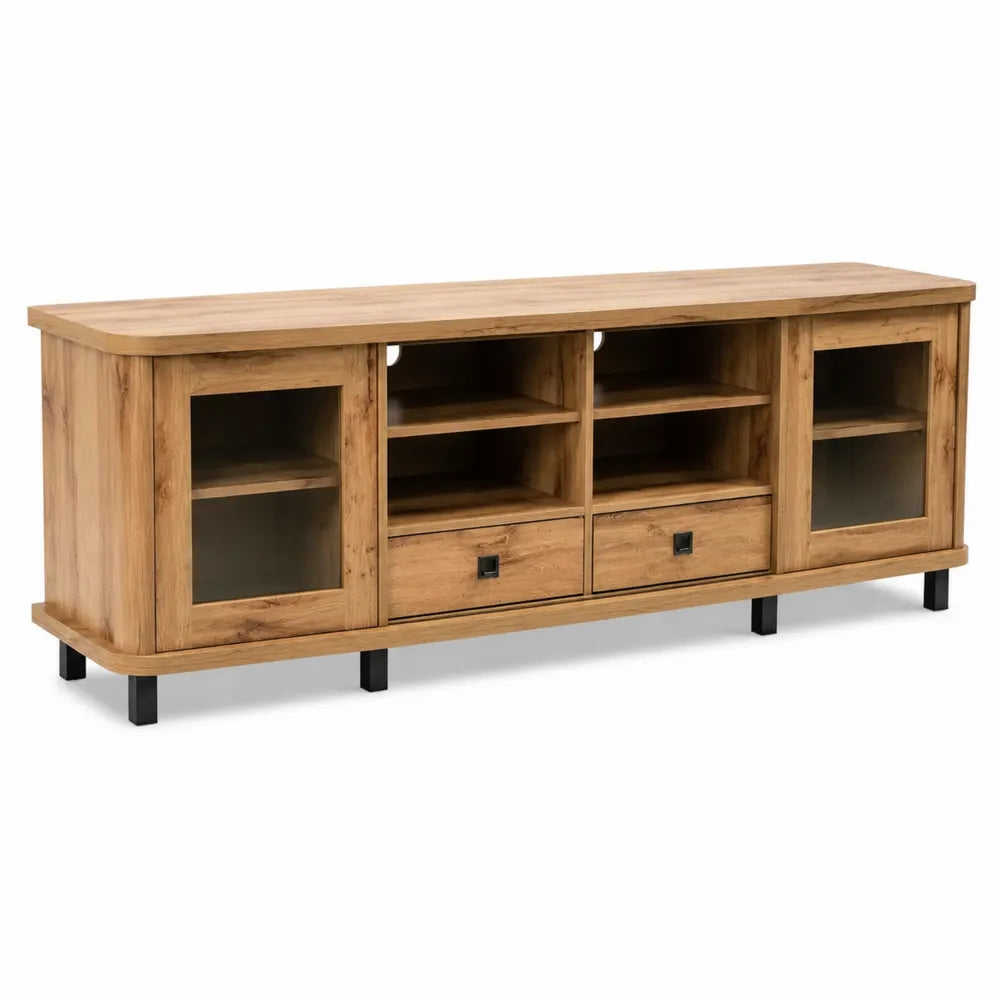 Mobile TV in legno di rovere con vetro