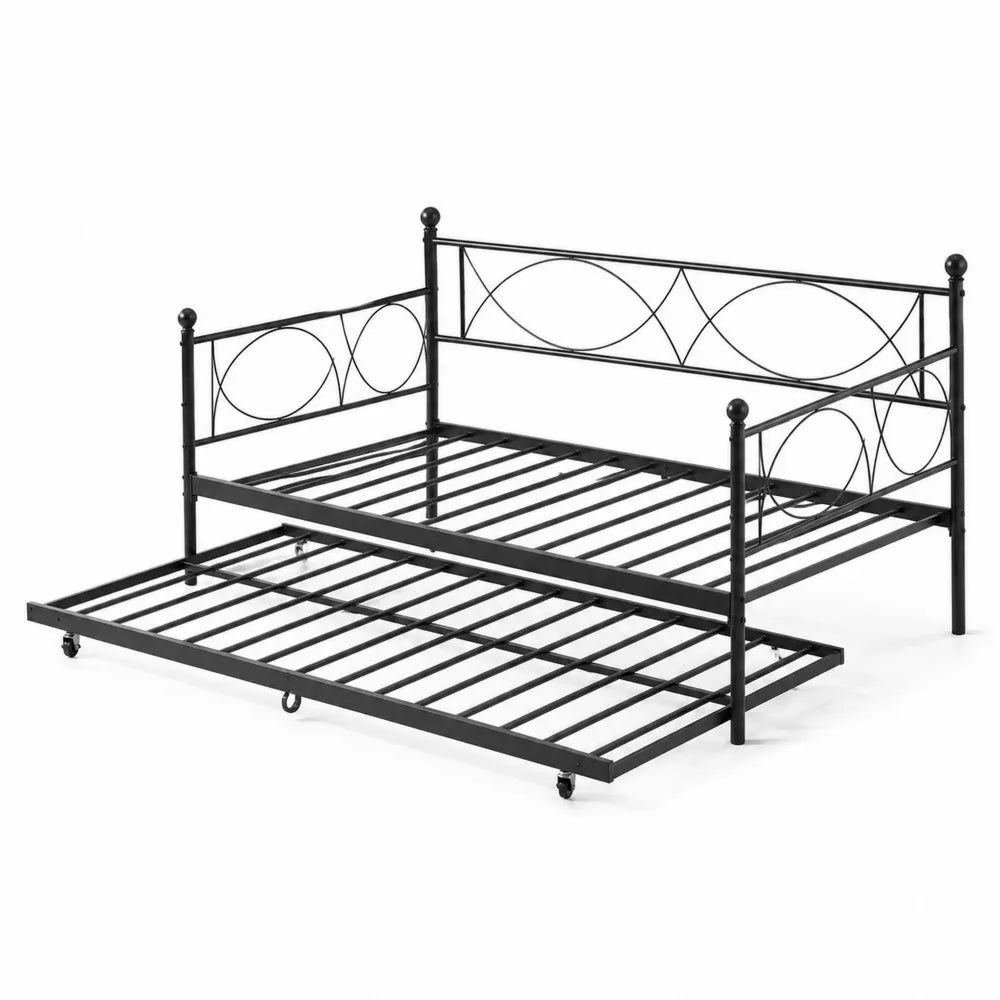 Letto in Metallo con Ruote Nero 2