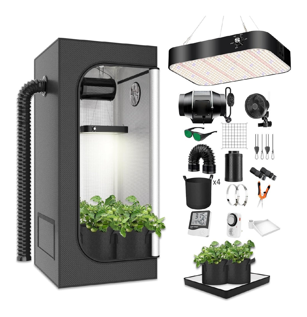 Kit completo tenda coltivazione per giardino, Tende idroponiche 200W