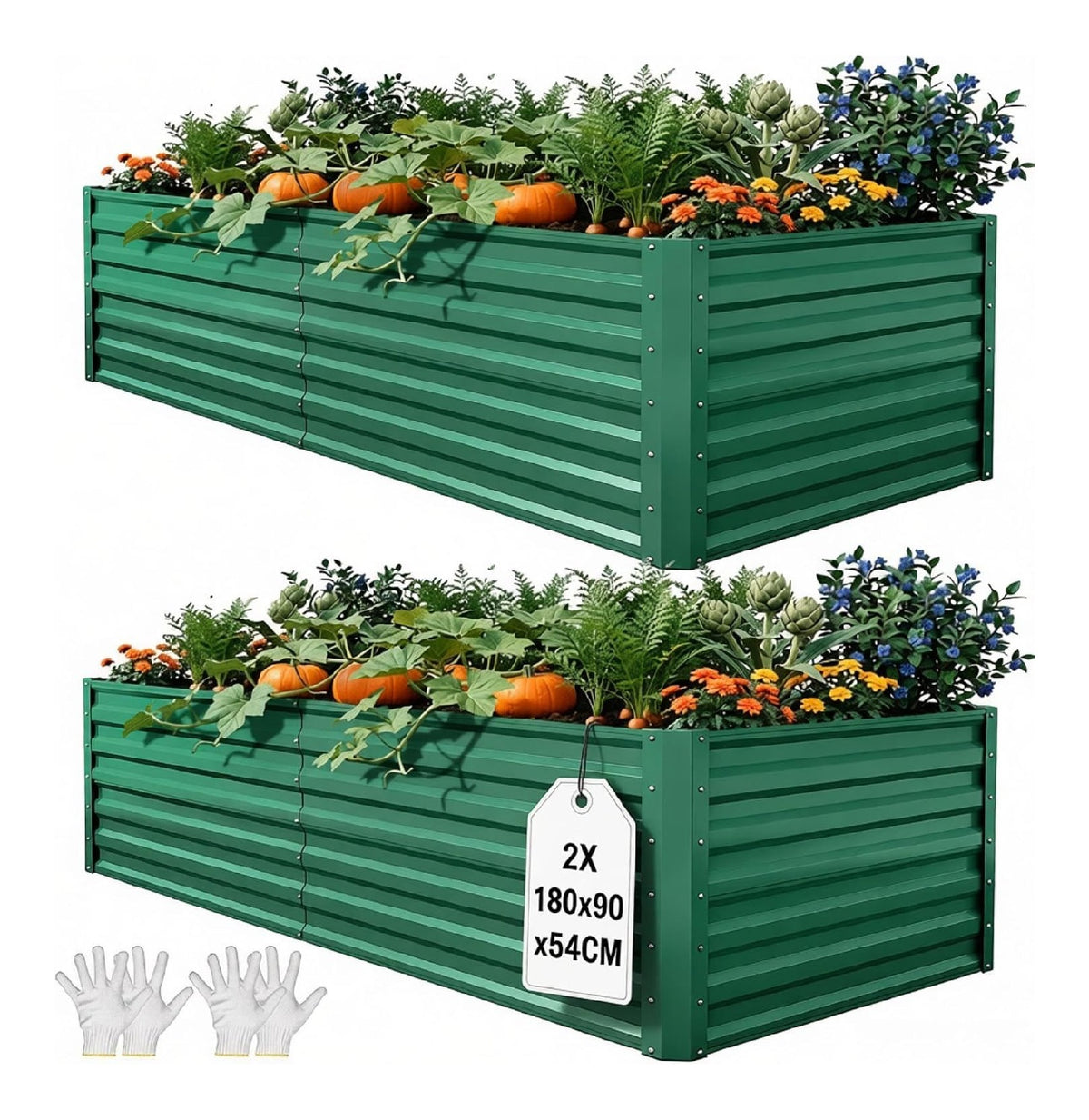 Letto Rialzato Spazioso Misura per giardino, Kit per giardini fuori terra 1400 L 180x90x60 cm