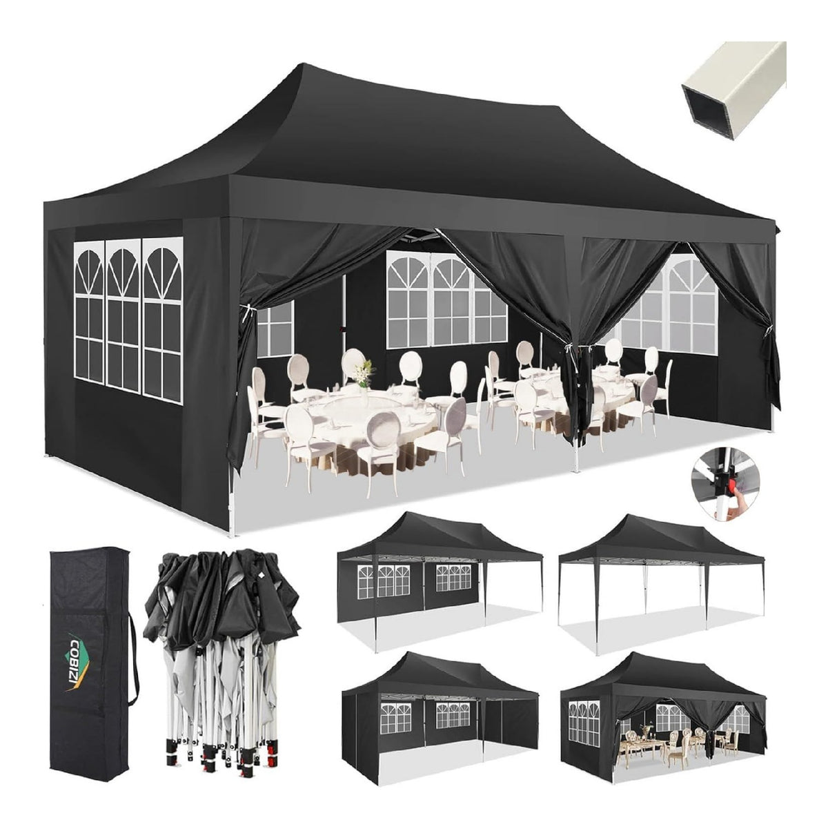 Ampio tetto spiovente gazebo Tende per eventi e tendoni 320 cm 186 cm