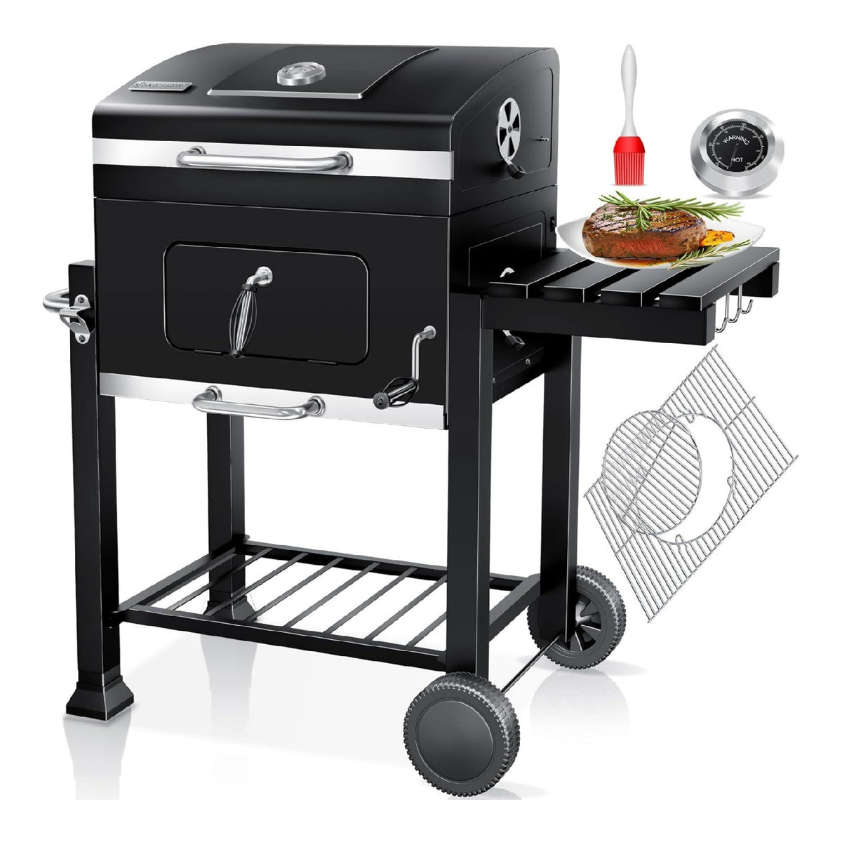 Barbecue a carbone 41,5 cm 24,1 cm con GRANDE AREA carne salsicce