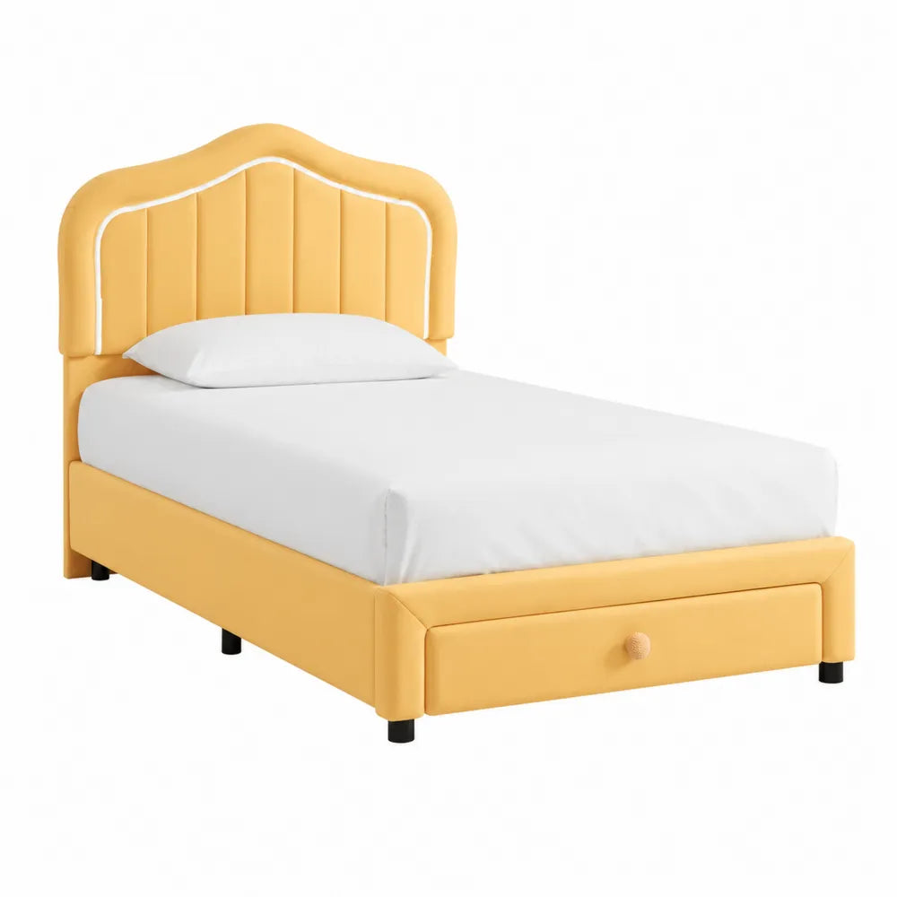Letto singolo in ecopelle con contenit