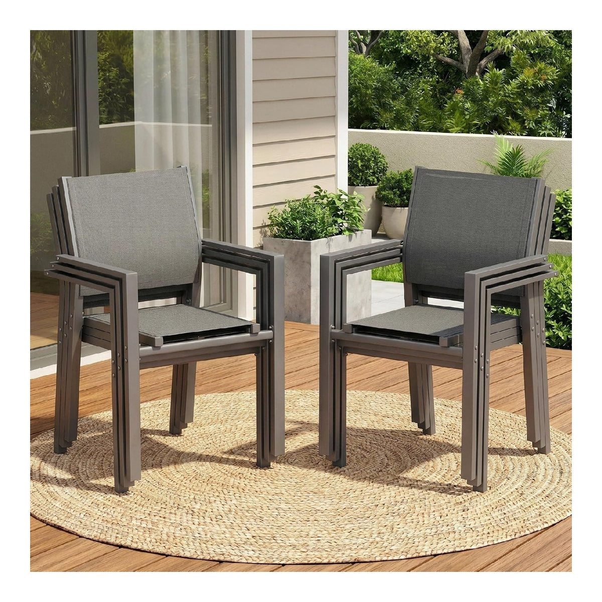 Sedie per tavolo da giardino 120 kg 44,9 cm con Tessuto textilene traspirante facile